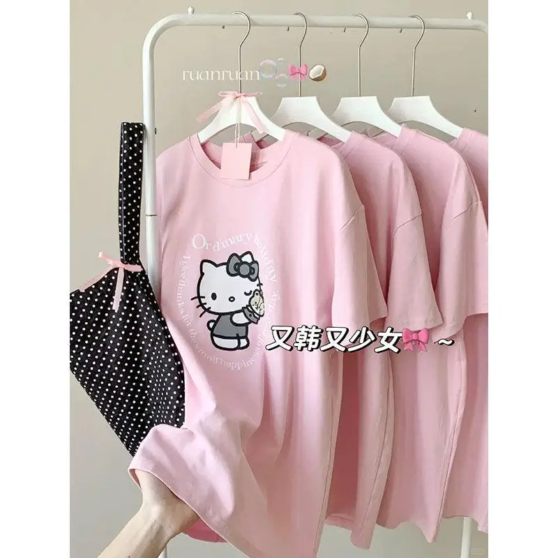 

Sanrio аниме Hello Kitty футболка детские комплекты футболок модная женская одежда с короткими рукавами для маленьких мальчиков повседневные летние повседневные топы 2025Новинка