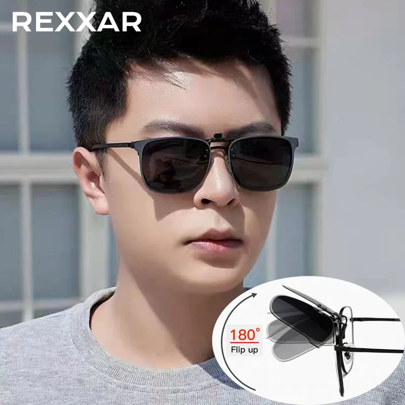 REXXAR Polarized Clip on Sunglasses Glasses Clips Men Car Driver Goggles UV400 Sun Glasses Anti Glare Vintage Square Glasses