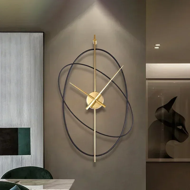 2026 Simple Iron Wall Clock Metal Oval Clocks Wall Home Decor Modern Design Art Silent Clock Paint Craft Living Room Decoration