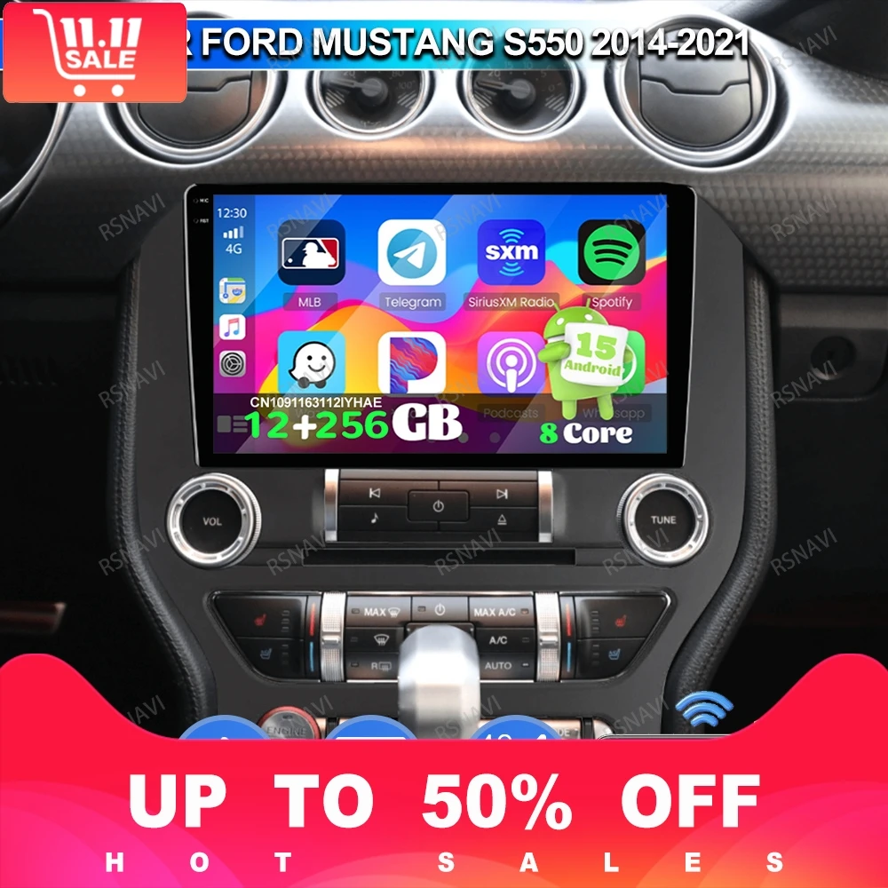 راديو السيارة أندرويد 15 لسيارة فورد موستانج S550 2014 2015-2021 ملحقات الدراجة النارية كليو 4 ألفا روميو 159 مرسيدس W205 360 كاميرا
