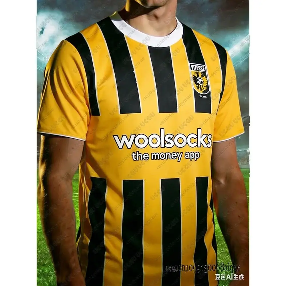 Zomer Nederland Heren Voetbalshirts Sneldrogend Fiets Shirts Nederland Vitesse 25-26 Thuis Tenue Volwassenen/Kinderen Team Uniform - afbeelding 2