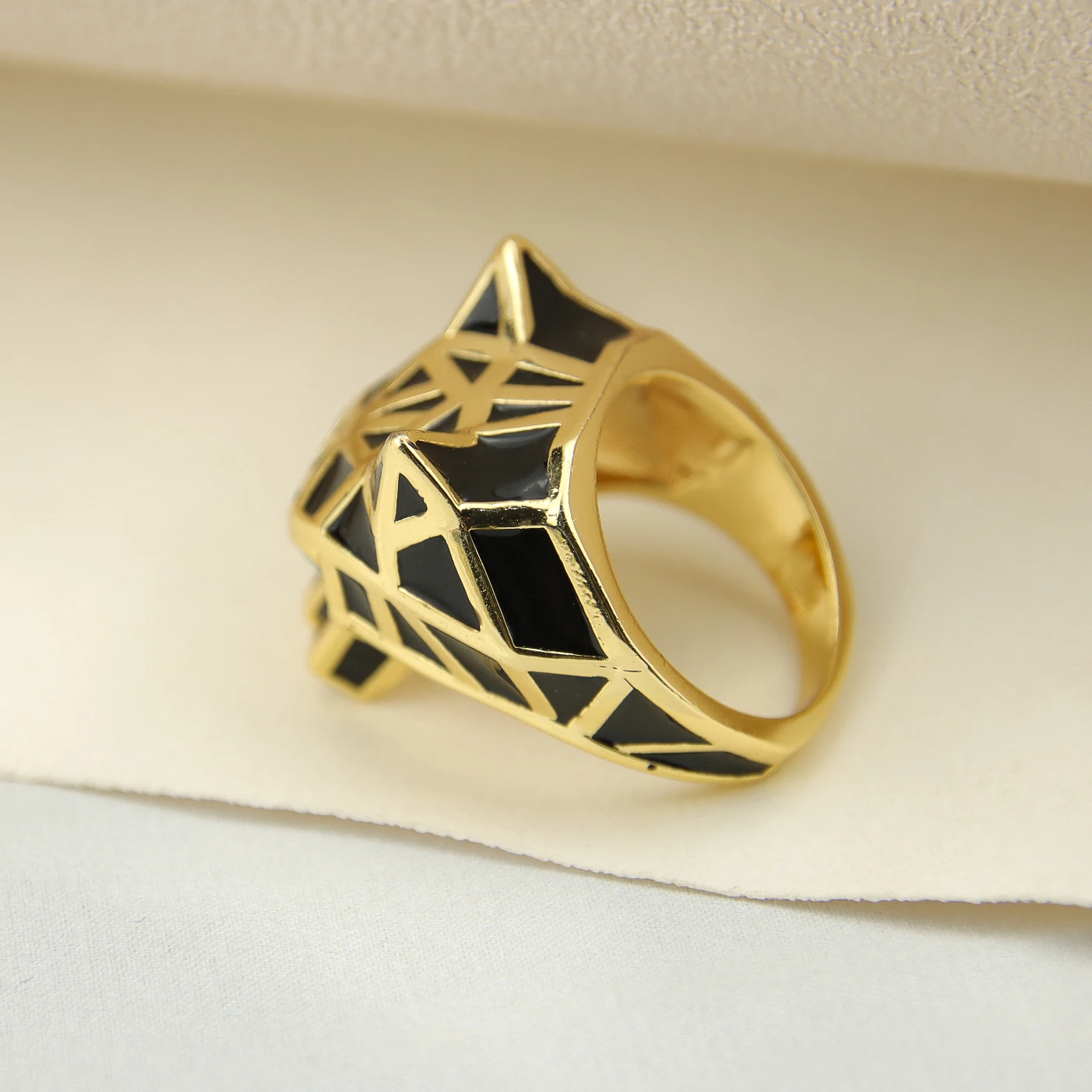 Leopard Gold Color Rings 18k Gold Plated Turkish Punk Hip Hop Finger Ring Middle East Arab Womens Mens Fashion Vintage Jewelry