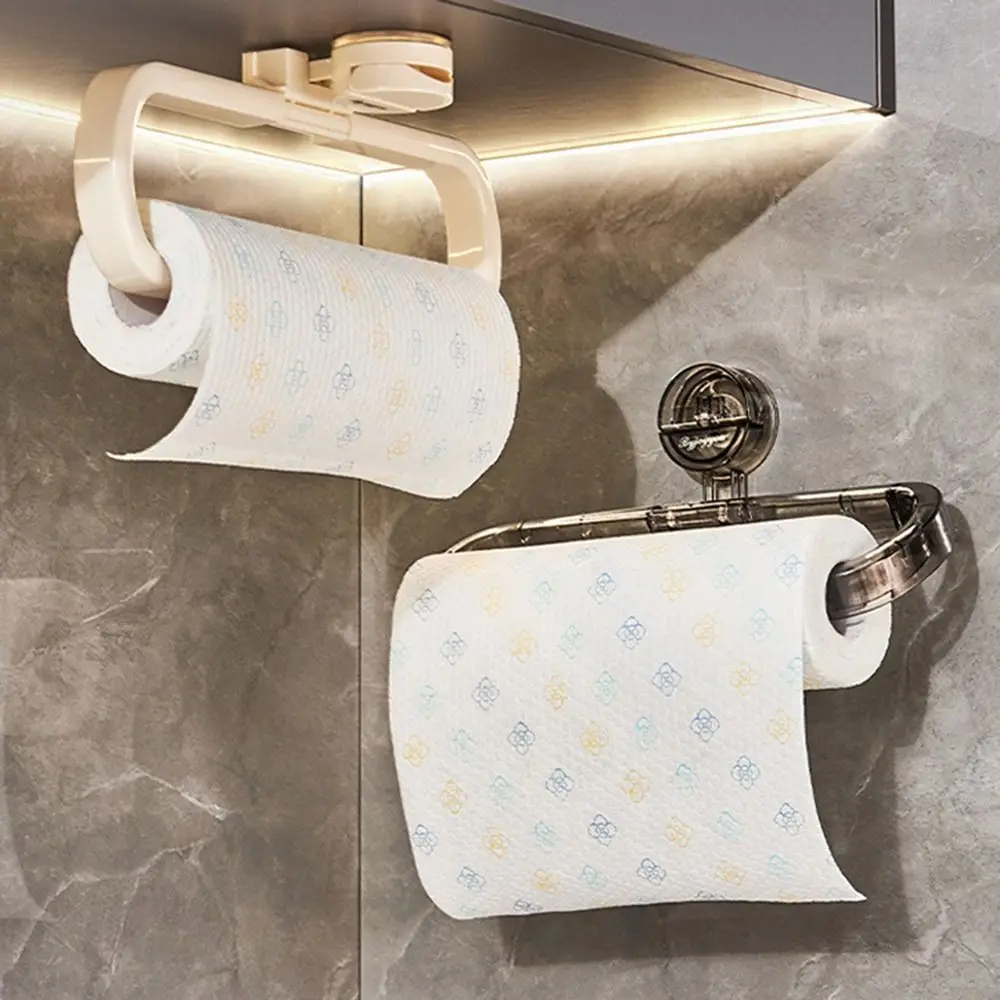 

Wall Mounted Suction Cup Paper Towel Holder Removable Rotatable No Drilling Roll Holder Space Saving Multifunctional Towel Rack