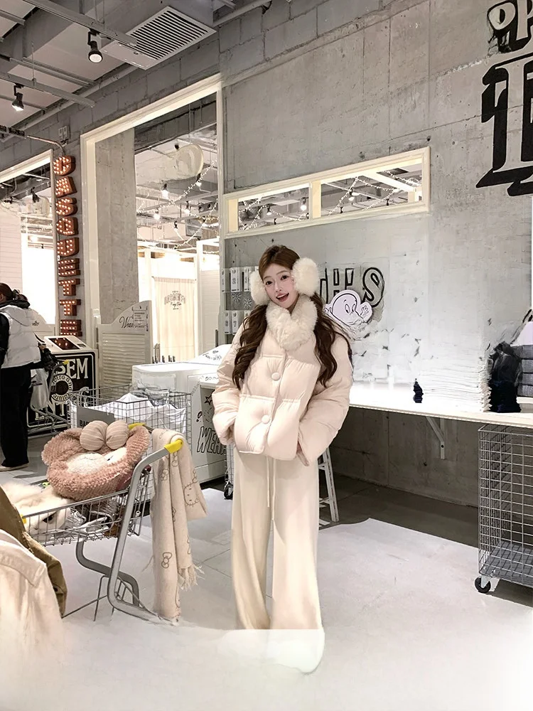 

Pink Acaine Soft Horn Bag 90 White Du down Jaet Women's Winter Thiened Fce Lined Soft Outerwear ort Sle