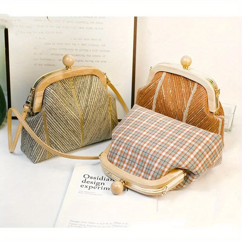 1PC solid wood gold patchwork bag wooden bead accessories handle dinner bag hardware clip frame wooden hinge frame