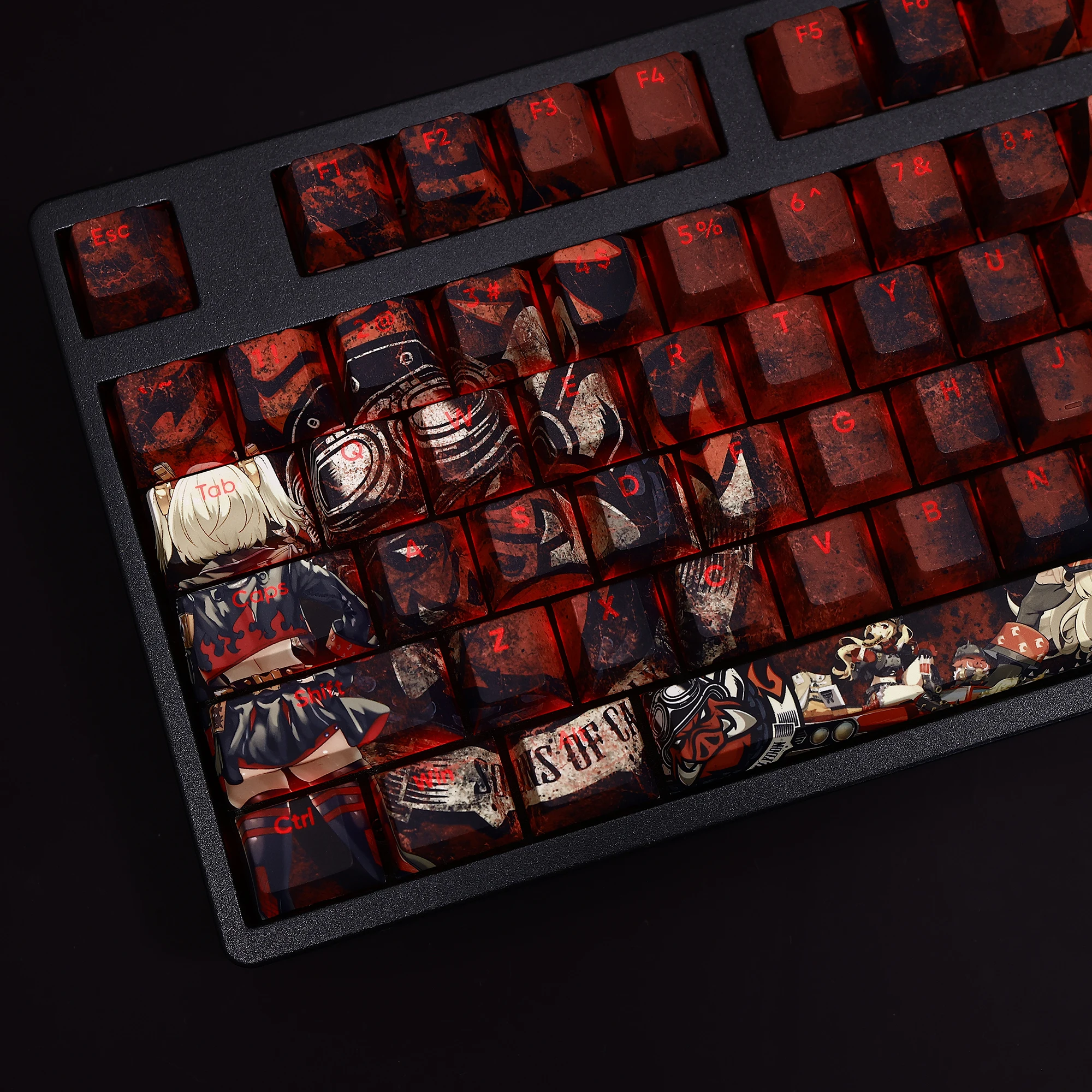 Anime Burnice White Game Keycap Cosplay Prop Table Decoration PBT Transparent 108 Key Caps Keyboard Accessories