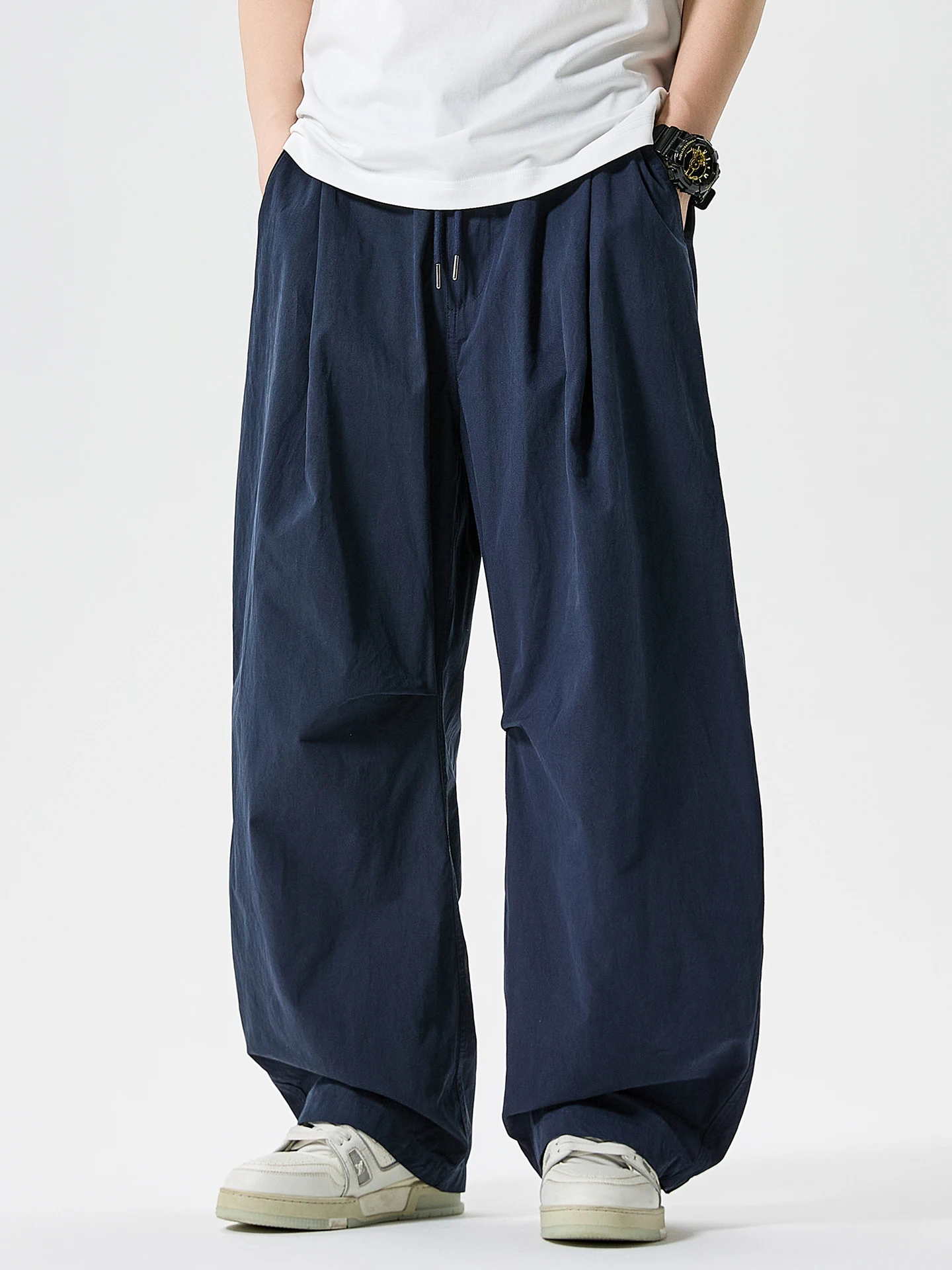 

Loose Straight Leg Men's Casual Pants Autumn Faion Waed American Sle Wide Leg Trousers for Young Men Summer Leisure Tro...