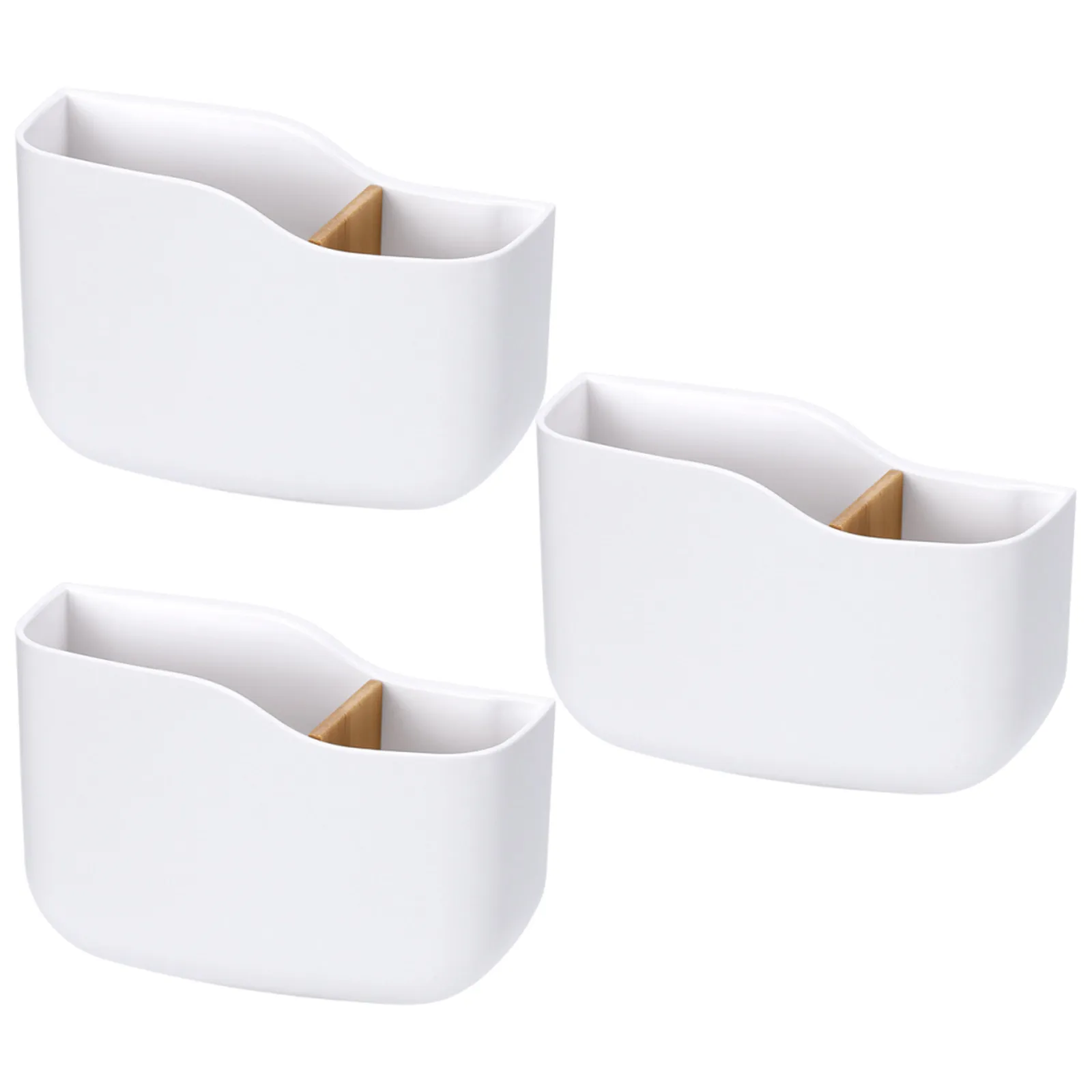 3Pcs Remote Control Holder Wall Mount Organizer Bamboo Divider No Drill Media Player Storage Box Phone Charging Rack for Living view 3