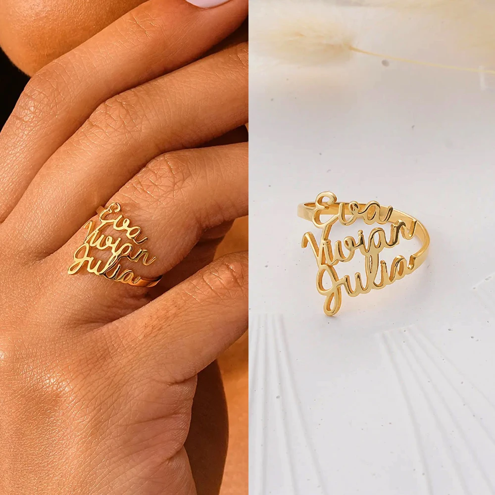 

Женские обручальные кольца из нержавеющей стали на заказ, золотые кольца для пар, персонализированный семейный подарок любви, роскошное кольцо для свиданий