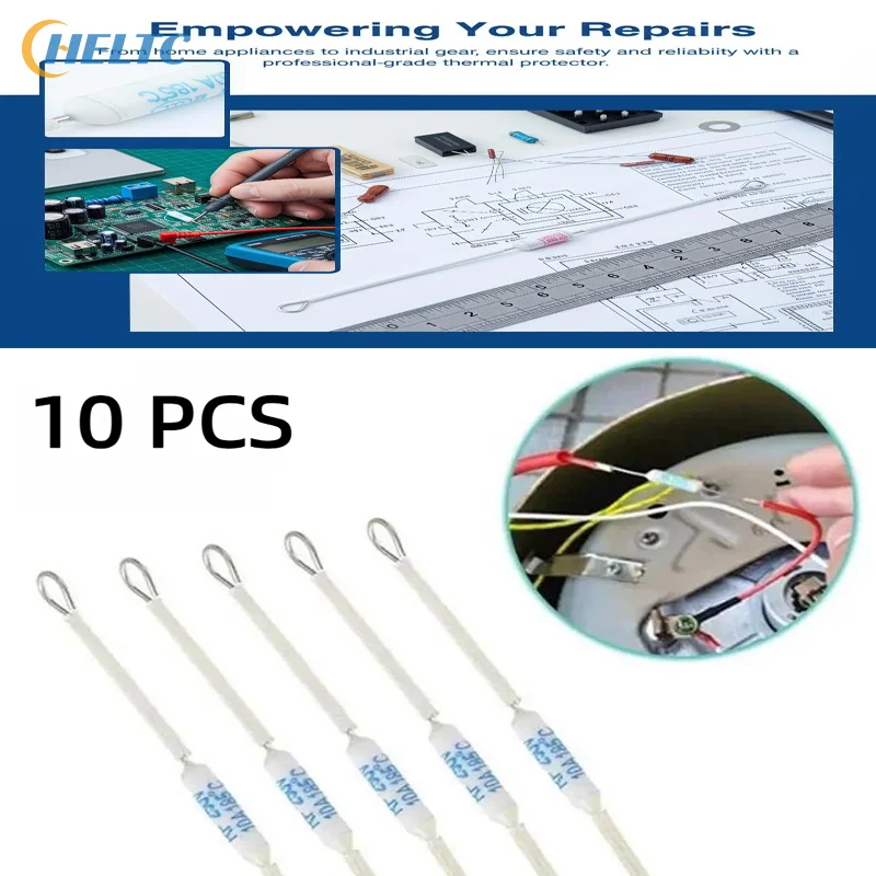 10Pcs/lot Ceramic Thermal Fuse 10/15/20A 250V 185C 20A 230C Thickened Design For Home Appliance Repair And Circuit Protection