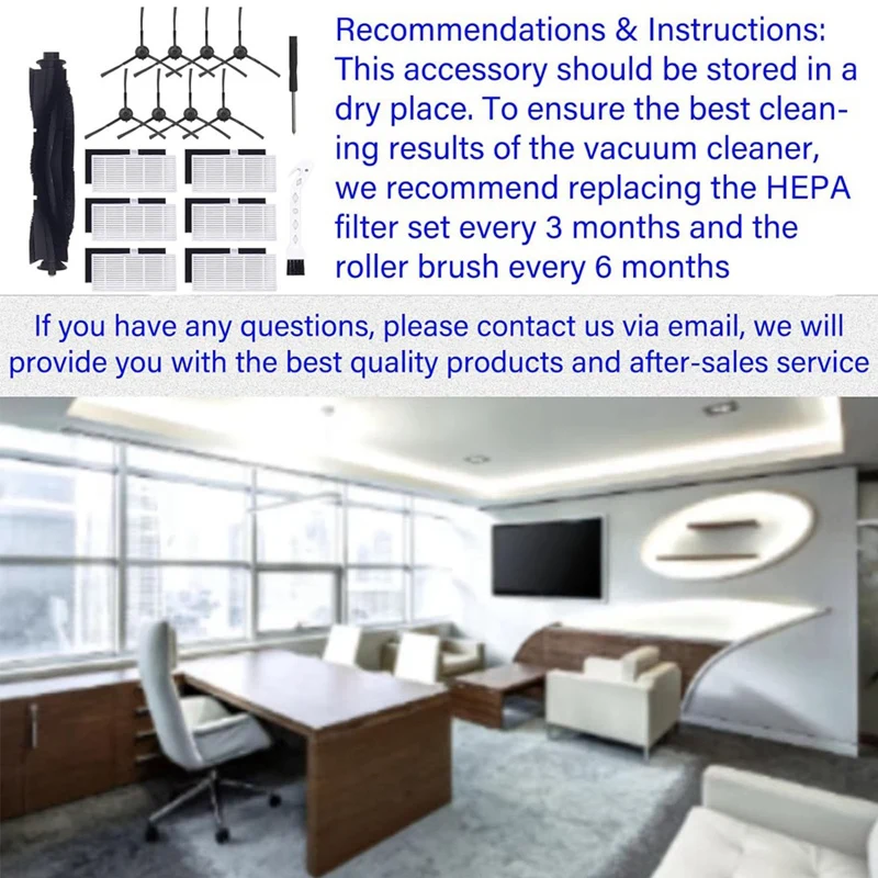 Brush Filters Parts Accessories Kit Fit For Ihome Autovac Nova Self Empty IHRV6-BLK, Ultenic T10 Robot Vacuum