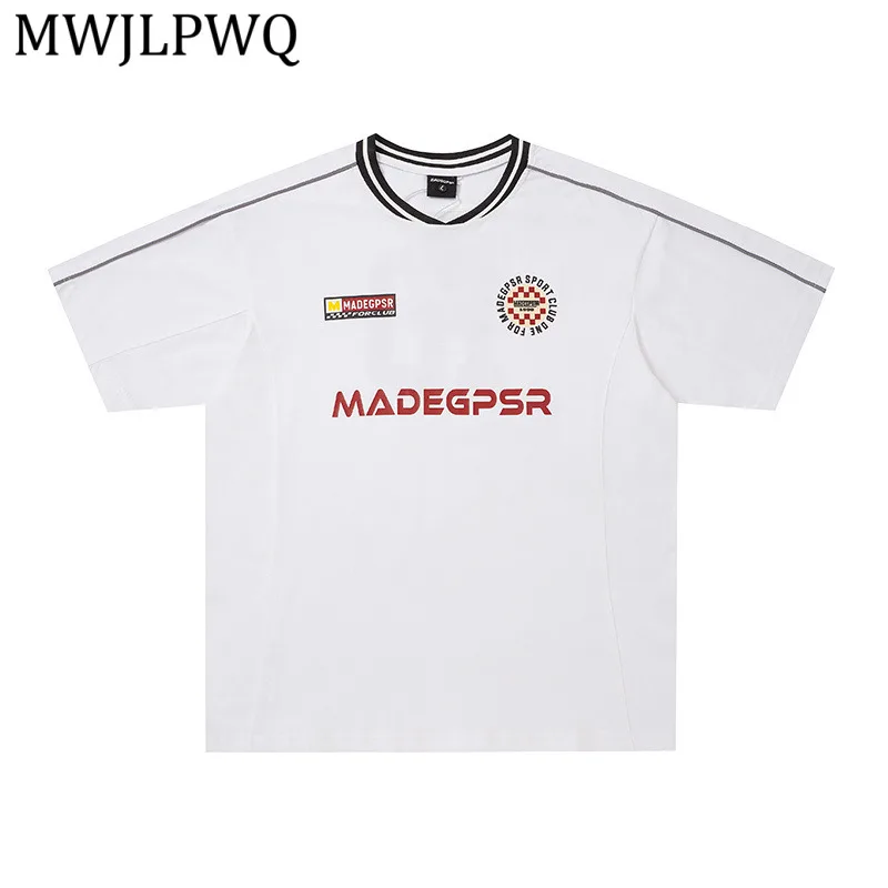 

MWJLPWQ American Style High Street Simple Pattern T-Shirt For Men Casual Loose Fit Short Sleeve Tops 2026 Summer New 15288