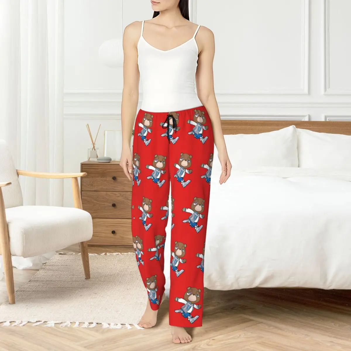 

Custom Kanye West Pajama Pants Womens Cool Rapper Lounge Sleep Drawstring Sleepwear Bottoms with Pockets