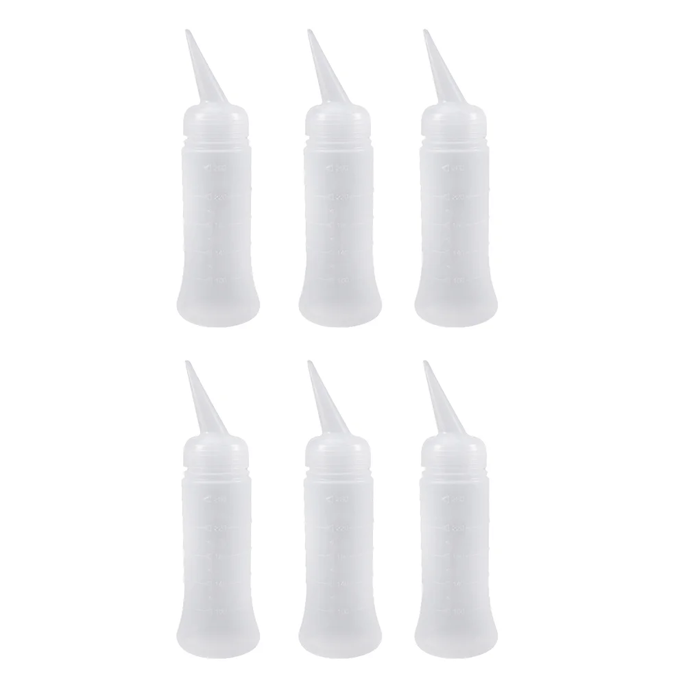 

6 Pcs Applicator Bottle Hair Dry Cleaning Coloring Refillable Graduated Container Squeeze with Nozzle Caps Dye