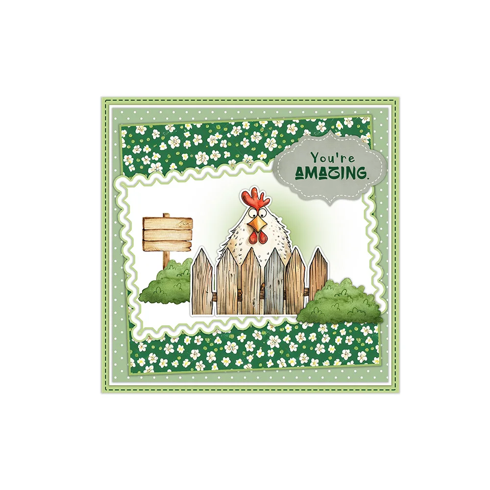 Mangocraft Cute Cartoon Rooster Chicken Cutting Dies Clear Stamp DIY Scrapbooking Metal Dies Silicone Stamp For Card Album Decor