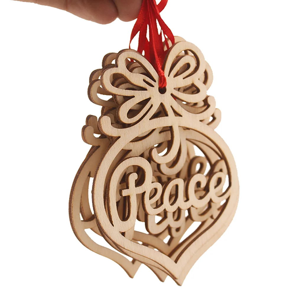 

6 Pcs Affordable Christmas Decorations Wooden Hanging Ornament Xmas Door Knobs Craft Tree Ornaments