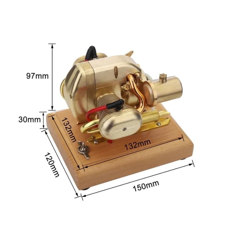 R90S 3.2cc Mini Gasoline Engine 2 Cylinder 4 Stroke Motorcycle Internal Combustion Engine ICE Full Metal Engine Model