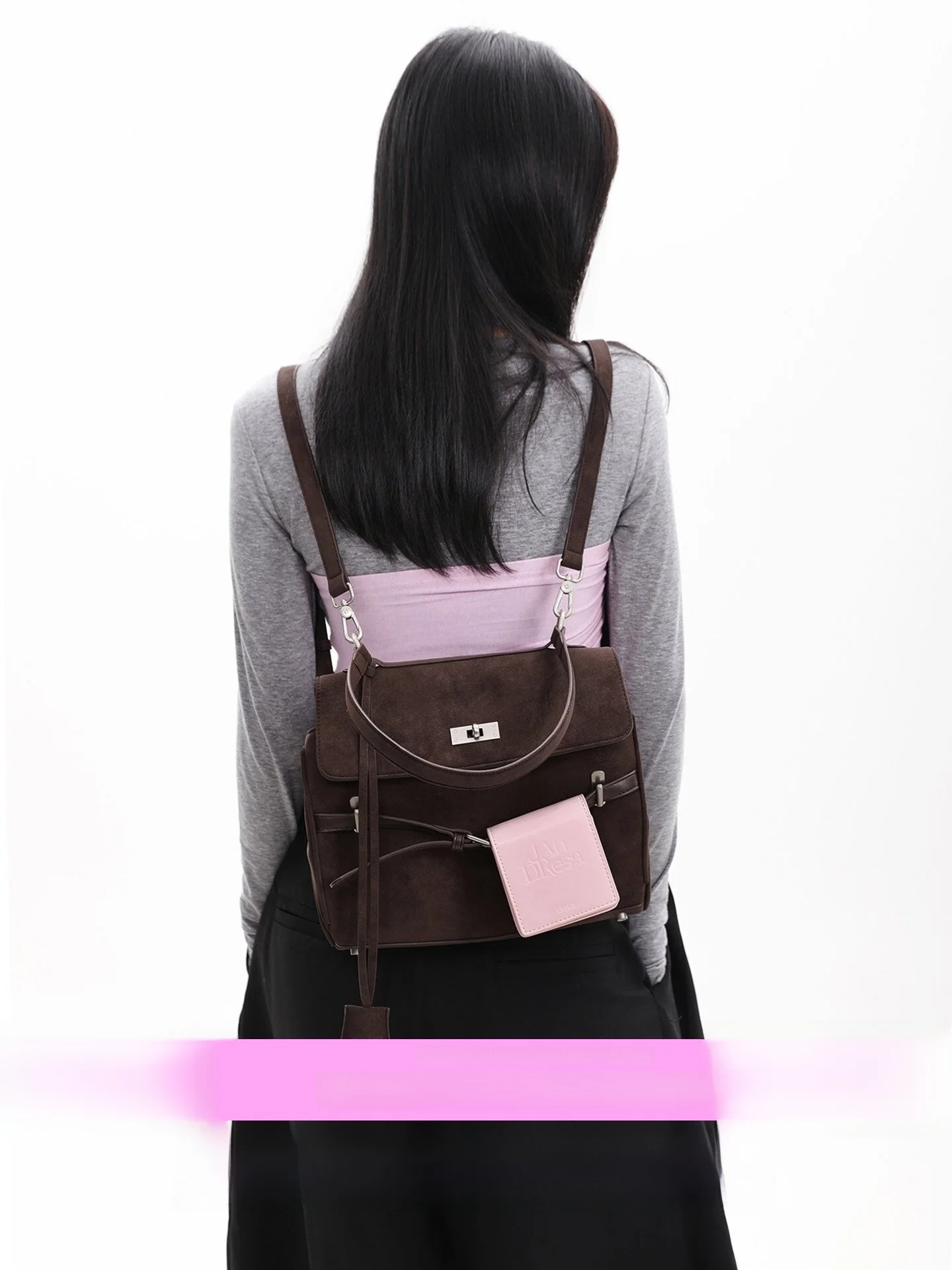 New Spring Summer Brown Large Capacity Commuter Briefcase JANDRESS Original Design Small Size Double Strap Crossbody Bag