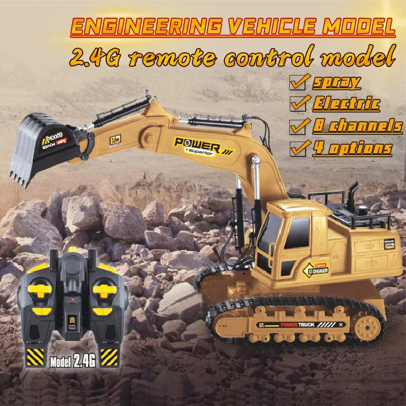 

1:20 Large Alloy Remote Control Excavator 10 Crawler 2.4g Excavator Children Boy Competition Engineering Vehicle Model Toy Gift