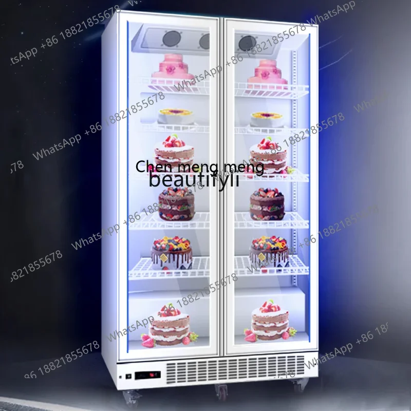 New arrive Cake Vertical Air-Cooled Dessert Baking Cream Cabinet Full Screen Display Cabinet Birthday Cake Counter