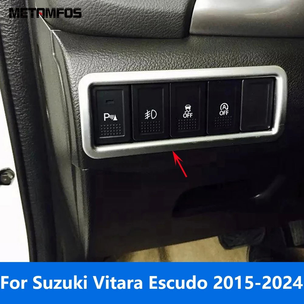 For Suzuki Vitara Escudo 2015-2021 2022 2023 2024 Matte Head Light Lamp Adjustable Switch Button Cover Trim Interior Accessories