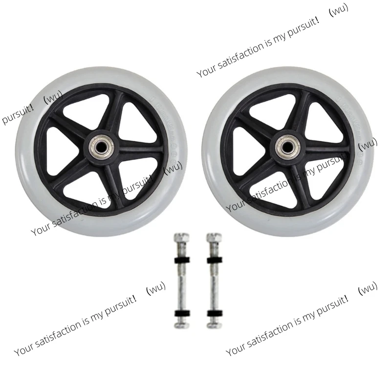 ZOCI-2Pcs 6/7/8inch Heavy Duty Wheelchair Front Caster Wheels Smooth Flexible Solid Tire Wheel Wheelchair Replacement