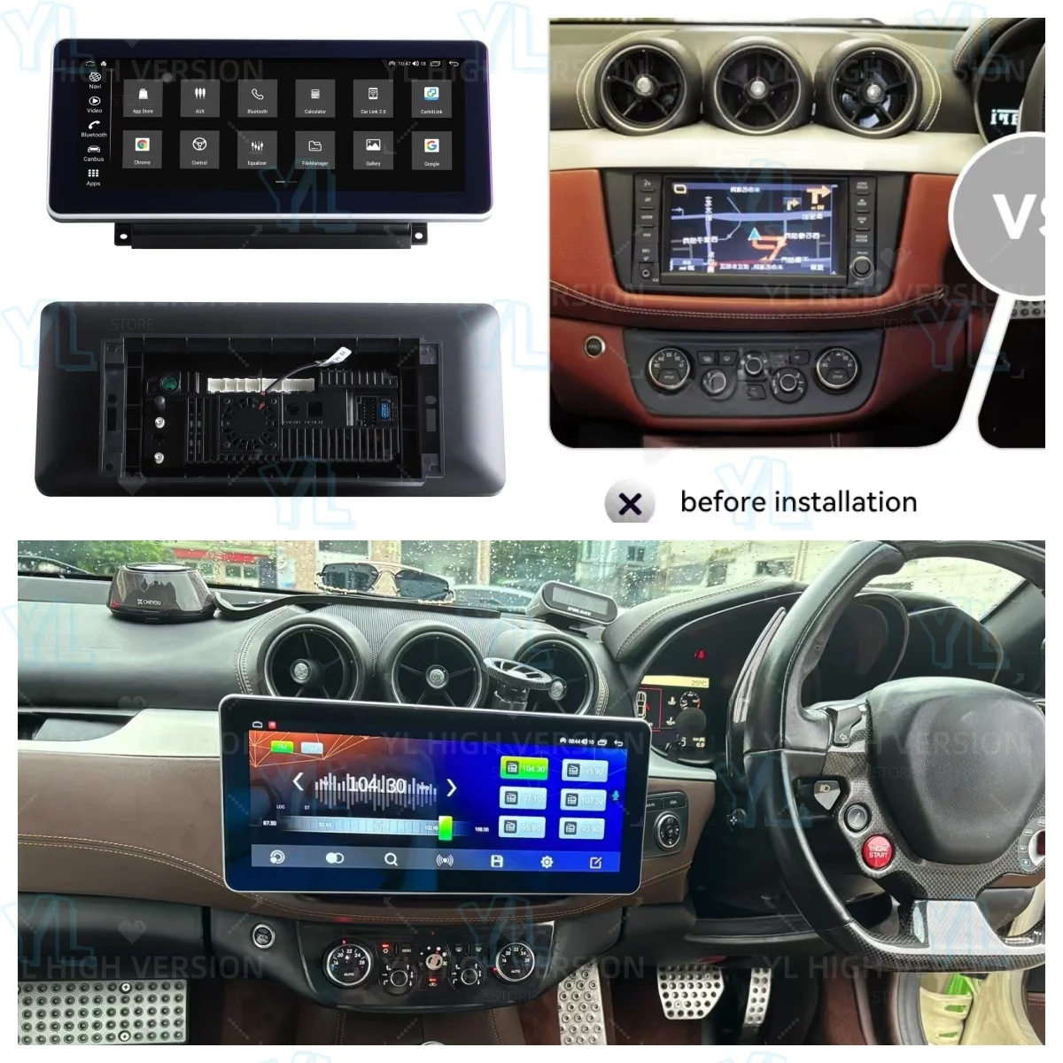 12.3“ Wirreless Carplay For Ferrari FF 2011 2012 2013 2014 2015 2016 Android14 Multimedia Player Touch Screen GPS Navigation BT