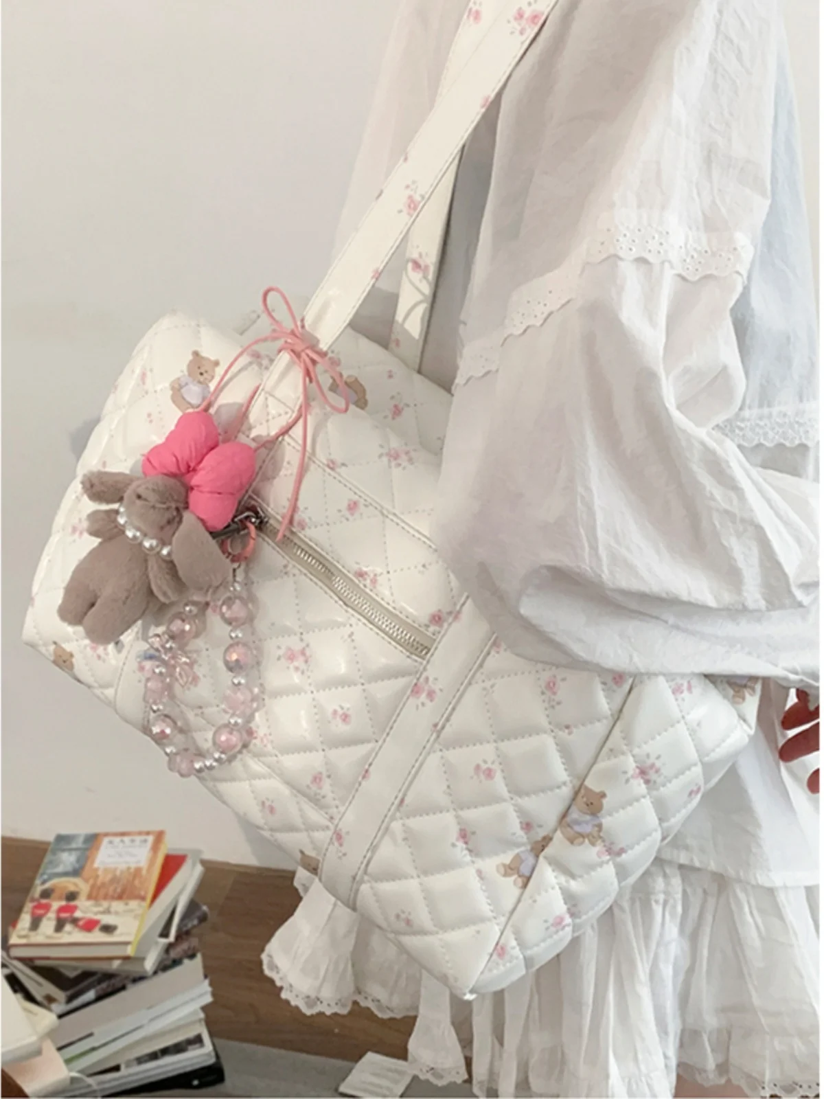 

Большая женская большая сумка Capaci с цветочным принтом, дорожная сумка для поездок на работу, весна-лето, модная студенческая сумка, сумка через плечо из искусственной кожи