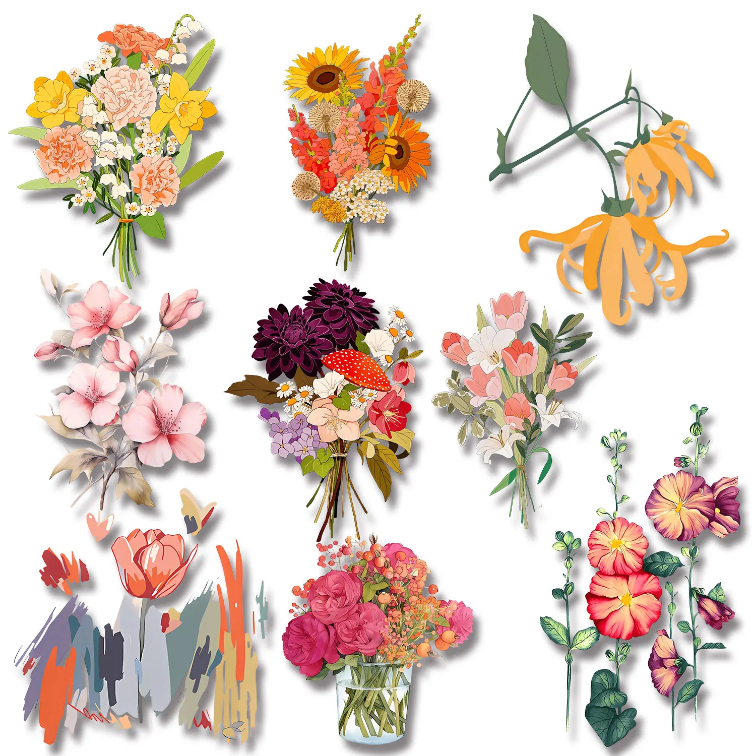 Flower Cluster Colorful Creations Iron-on Decal Patch For Cloth Versatile Fabric Transfer Designs DIY Decoration