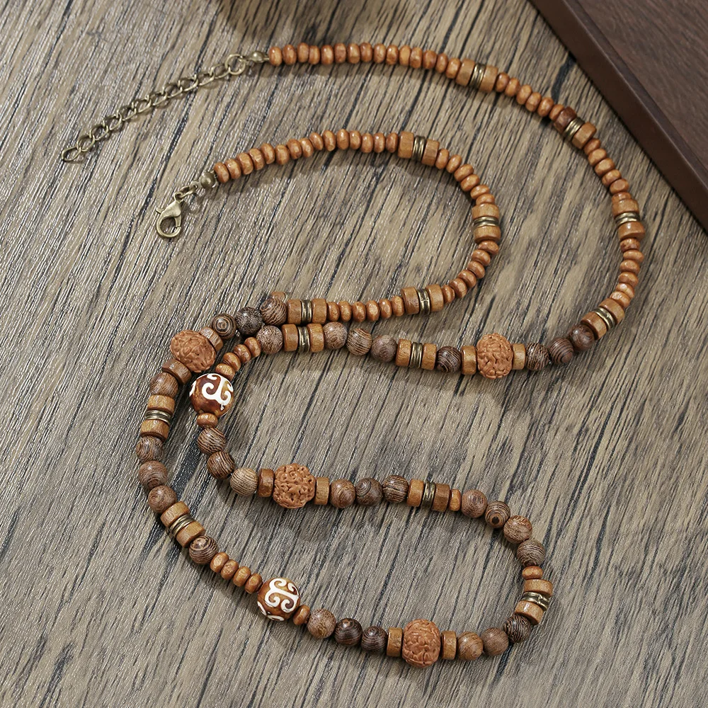 Bohemia Coconut Shell Wood Beads Necklace Retro Long Summer Walnut Men Necklace Fashion Beach Party Jewelry Accessories view 4