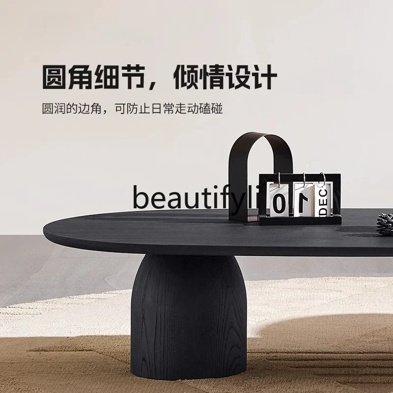 

zqqqqItalian minimalist solid wood coffee table oval high-end acrylic household