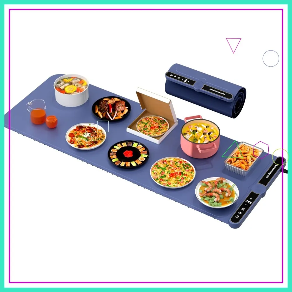

XXL Silicone Food Warming Mat 40x15in Even Heating 18H Auto Shut Off