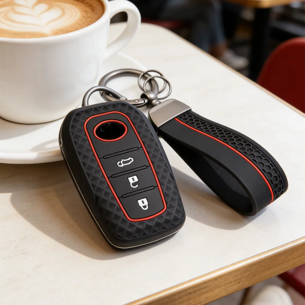 Silicone For Toyota Corolla Hatchback Cross Yaris Cross Prius Hilux Land Cruiser LC200 LC250 LC300 3 Buttons Car Key Case Cover