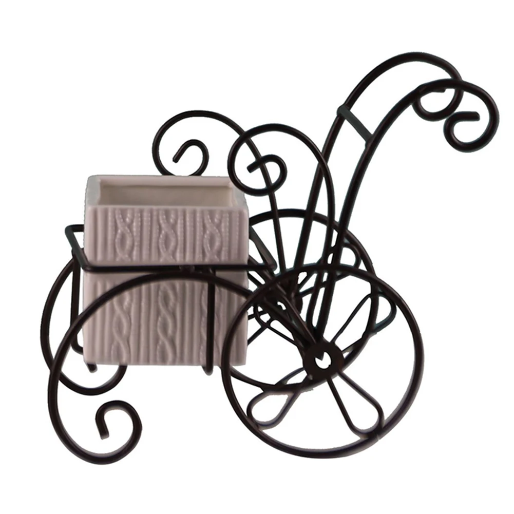 Miniature Iron Cart Planter Stand For With Ceramic Flower Pot For Succulents Photography Props Home Decoration Ornaments