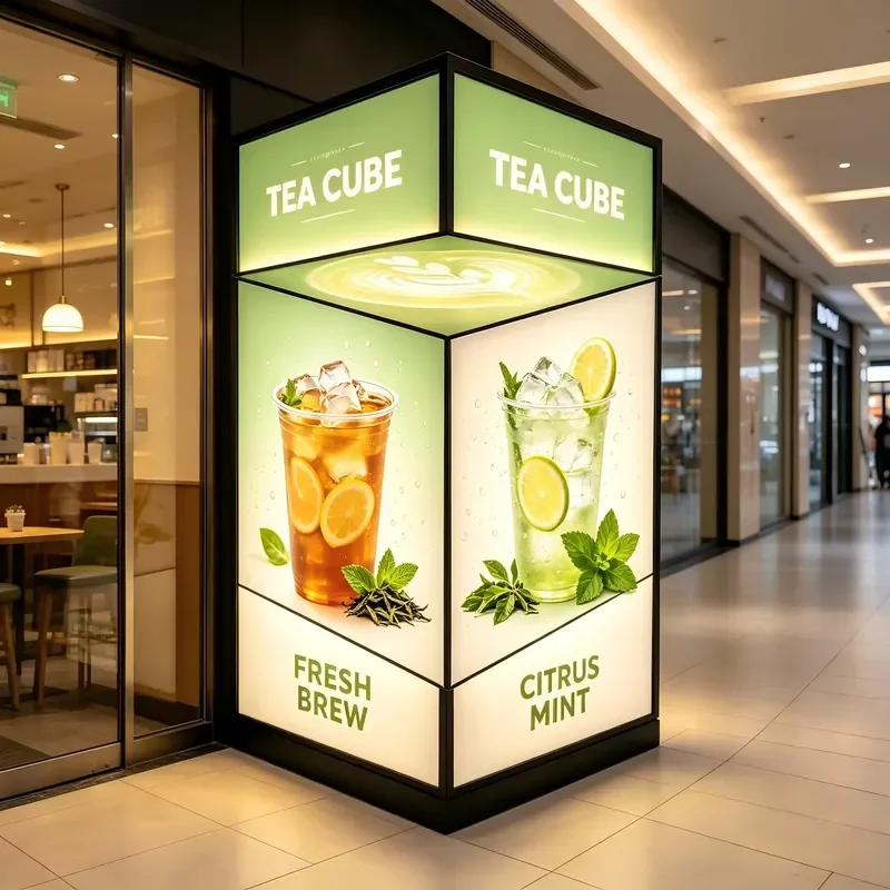 Customized printed aluminum frame rotating hanging environmental protection advertising light box high brightness full color