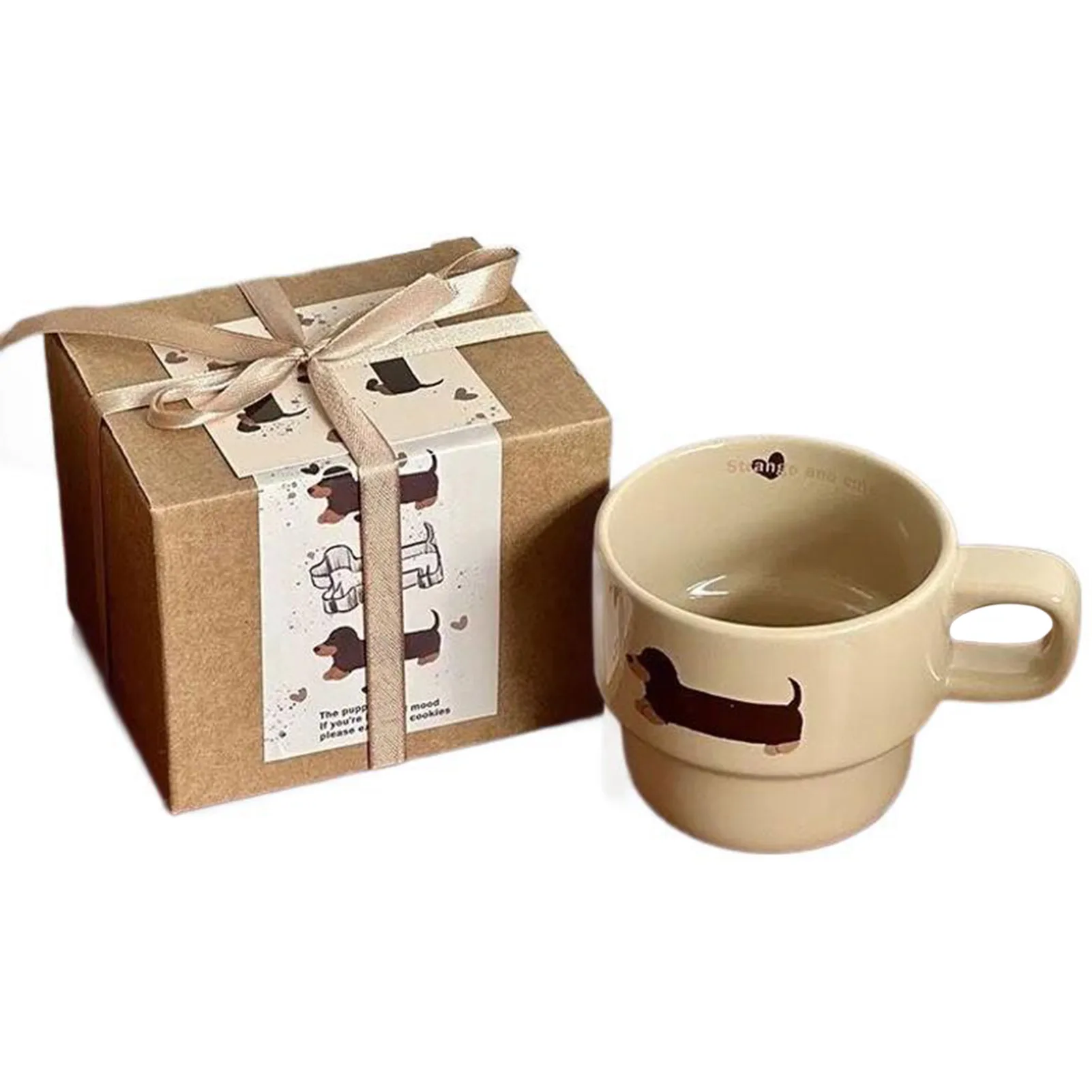 كوب سيراميك على شكل كلب داشوند، كوب قهوة حليب لطيف ومضحك مع مقبض، هدية للعشاق والأصدقاء، هدية عيد الميلاد