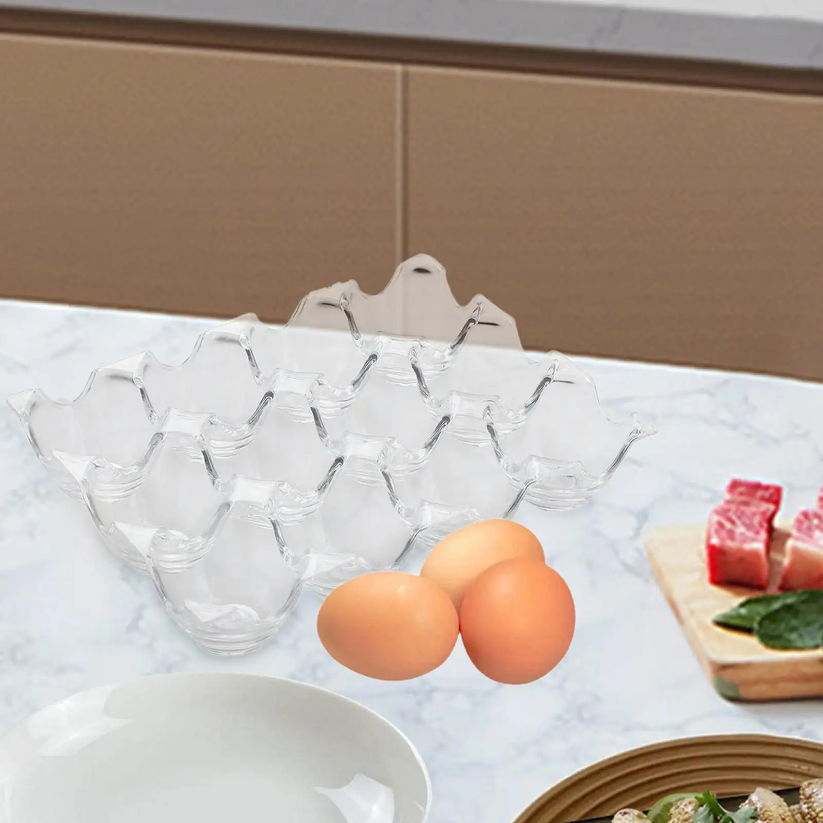 Egg Holder, Acrylic Egg Tray, 12 Grid Egg Cartons, Egg Storage Box for Cabinet