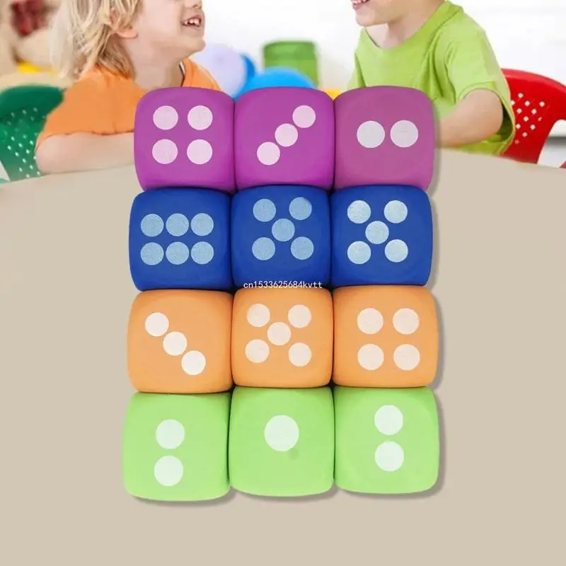 Pack of 6/12Pcs Large Colorful EVA Foam Dices Cubes with Number Dots Use for Kid Dropship