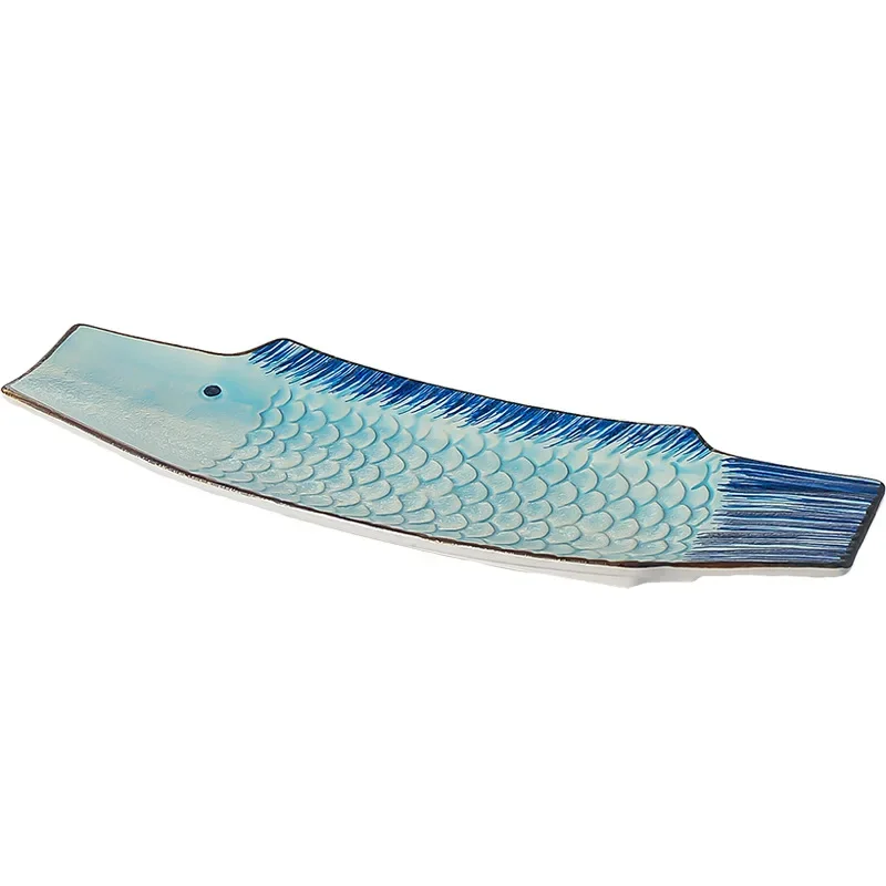 Japanese hand-painted fish-shaped plate sashimi platter dish long plate hotel ceramic Japanese creative tableware