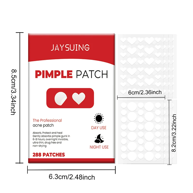 288 قطعة إصلاح حب الشباب التصحيح جهاز العناية بالوجه تتلاشى العيوب بثرة علامات مغلقة حب الشباب العيوب غطاء حب الشباب بثرة رقعة إصلاح الإطارات
