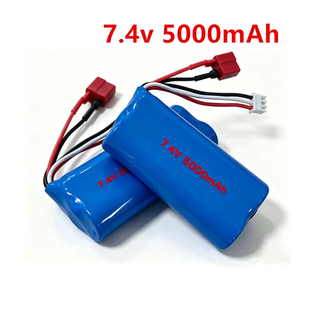 18650 T plug 2S For WLtoys 1/16 16101 16102 16103 144001 12428 12423 /SCY-16101 SCY-16102 RC Car 5000mAh 7.4V Li-ion Battery