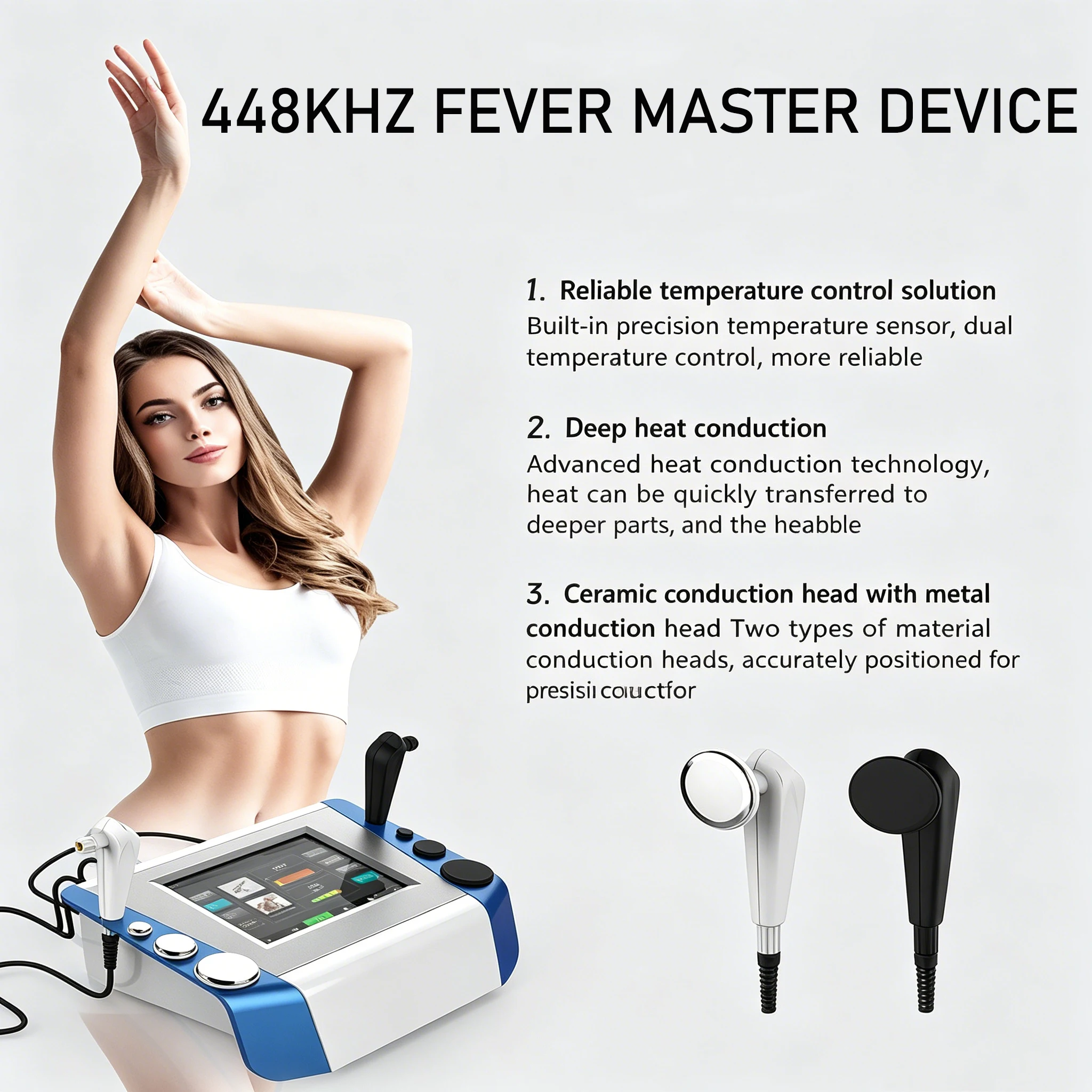 448KHz Fever Master Temperature Controller - skin Tightening and Body Facial Care Using RET-CET Technology Suitable for Beauty S