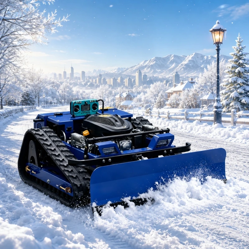 Ferngesteuerter Rasenmäher mit 500mm Schnittbreite, 45 °   Steilhang-Raupenmäher mit Schneeschaufel, Intelligenter Aufladbarer Roboter-Rasenmäher für Haus und Garten