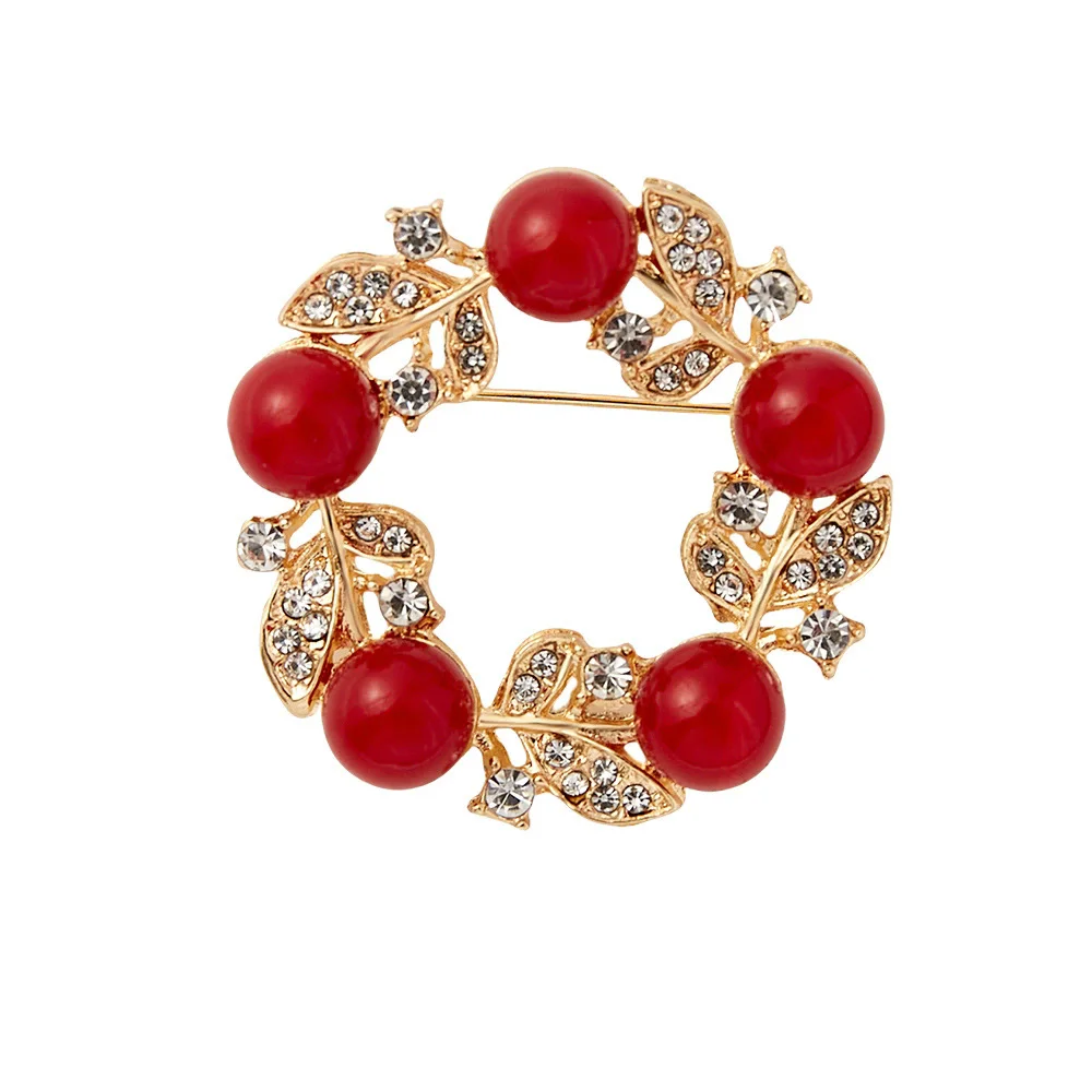1Pc Cute Red Fruit Wreath Branch Brooch for Women Men Plant Brooches Pins Jewelry Trendy Accessories Summer Holiday Gifts 2026