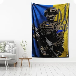 3x5 Ft Ukraines Soldier Female Soldier Flag Polyester Digital Printing Banner Bedroom for Garage Wall Art Out Door Decoration