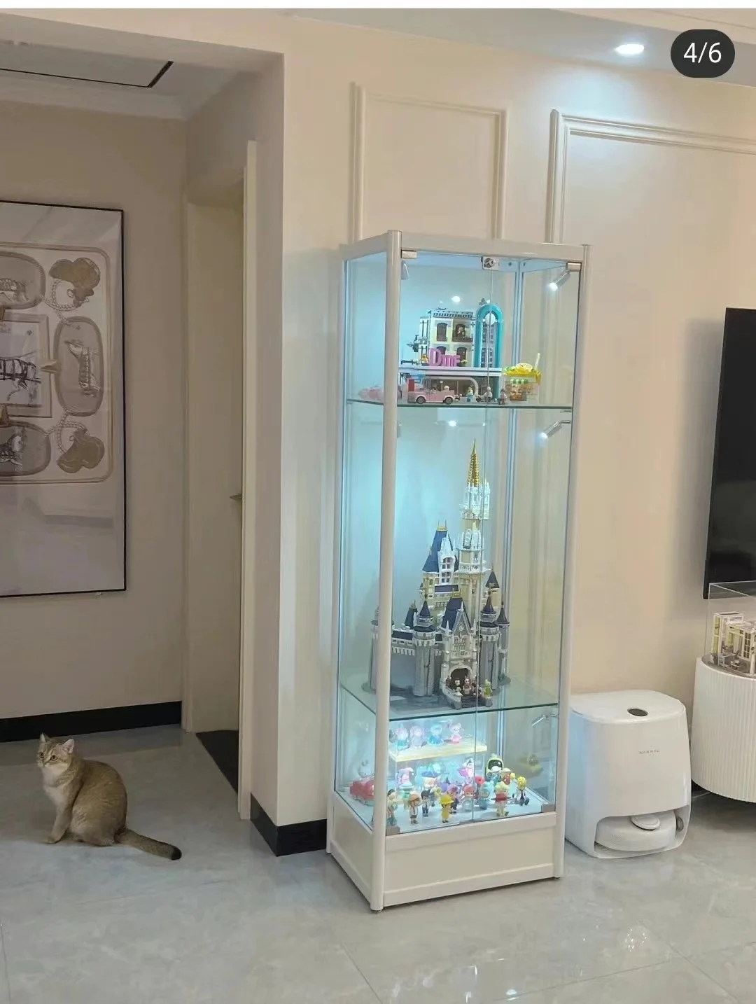 Figure Display Cabinet Glass Cabinet Transparent Gift Cosmetics Prize Model Liftable Small Lego Display Cabinet Household