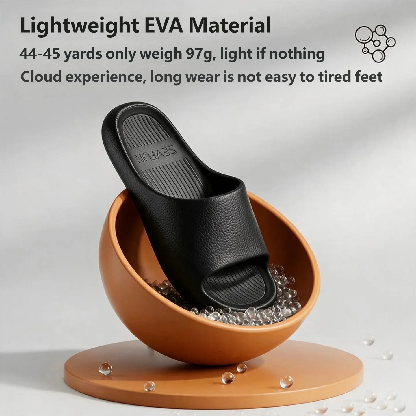 Lightweight Men EVA Home Slippers Leather Texture Soft Cushion Non-slip Shower Slides Indoor Outdoor Summer Sandals