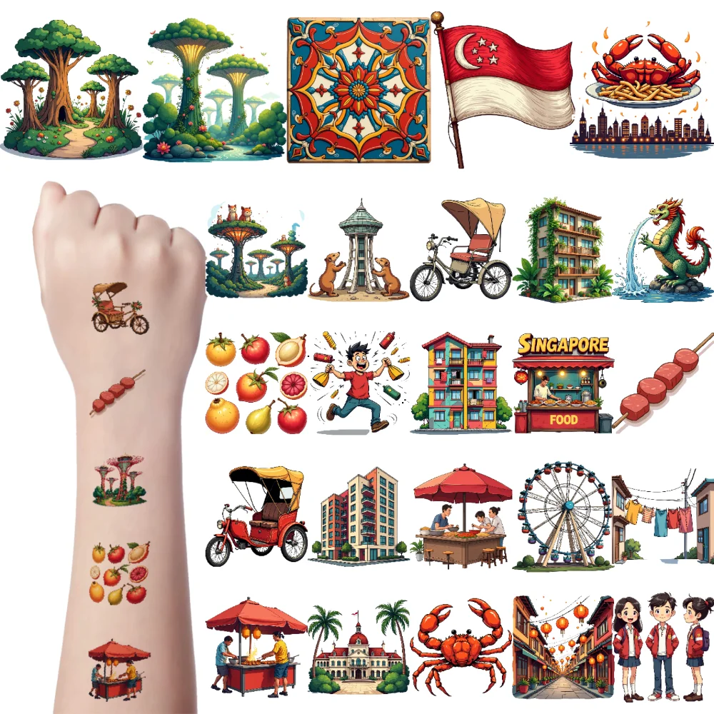 

54 шт., временная татуировка дракона, водонепроницаемые долговечные наклейки на тело, миска для рыбы, цветок, мультяшная лапша для рук, мальчиков, плеч