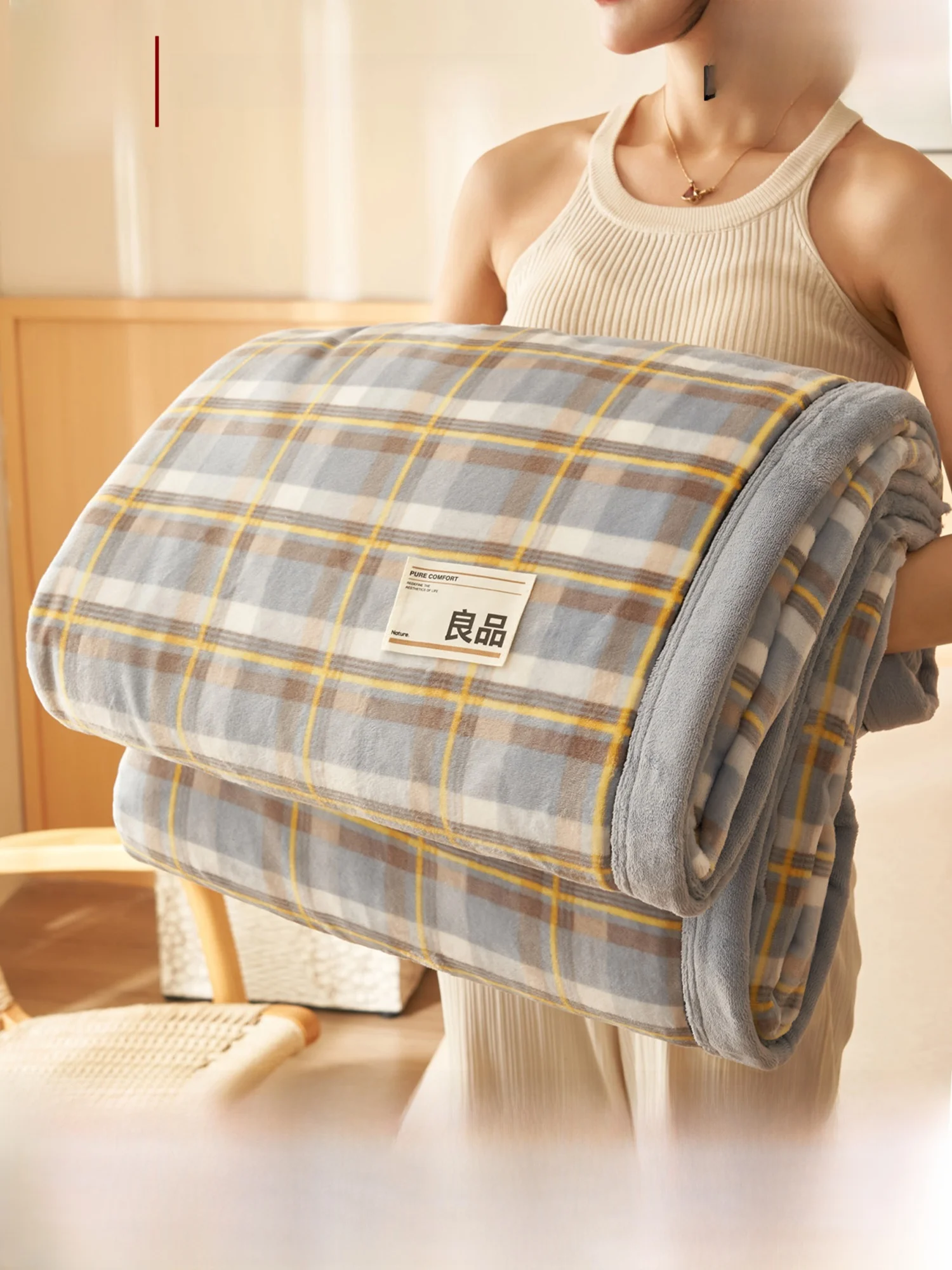 

Warm Thiened Milk Velvet Blanket Anti-Static Office Sofa Cover Blanket Winter Cozy Soft Polyester Fiber Blanket for Nap