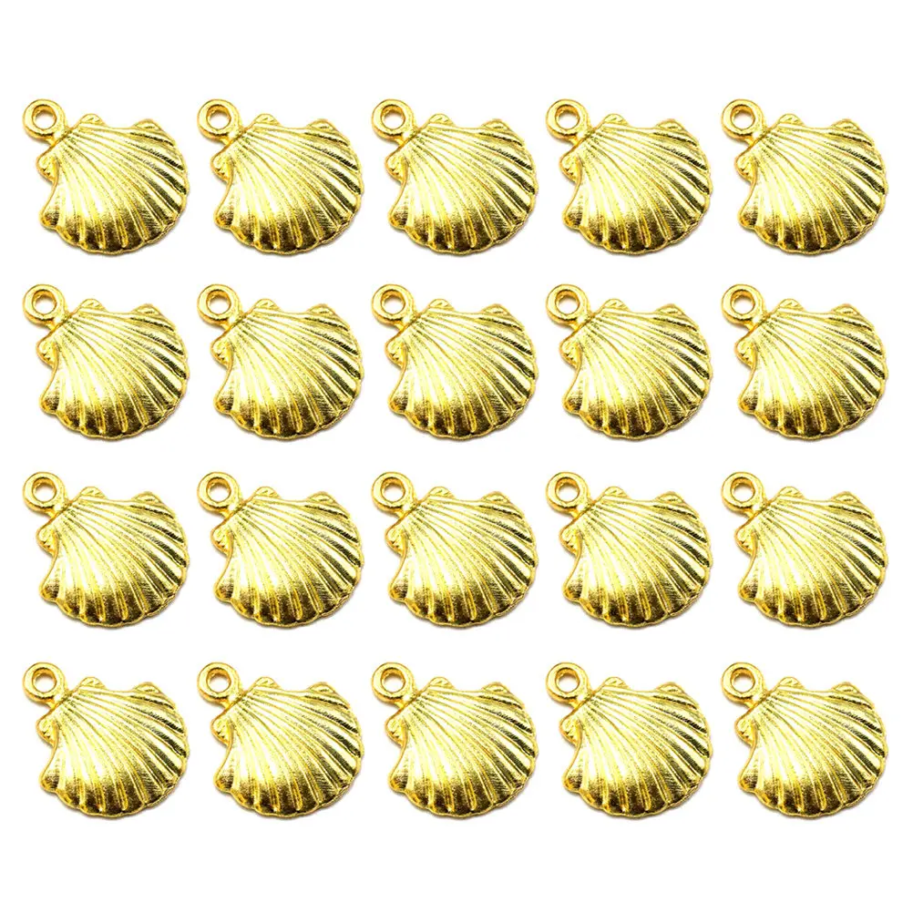 Seashell Pendant Charms 50Pcs Gold Tone Alloy Jewelry Making Supplies for Necklaces Bracelets Anklets DIY